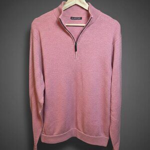 Alashan Cashmere Men's Medium 1/4 Zip Pullover Coral Knit Wool Cashmere Blend